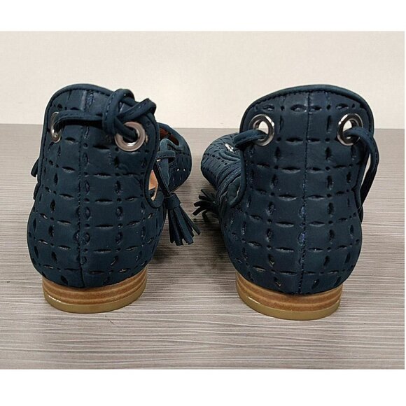 Halogen Nella Ghillie Flat, Blue Perforated Leather, Womens Size 7.5 & 8.5 - Picture 6 of 9